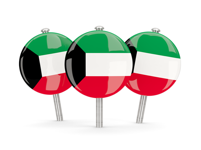 Three round pins. Download flag icon of Kuwait at PNG format