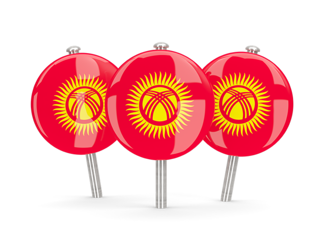 Three round pins. Download flag icon of Kyrgyzstan at PNG format