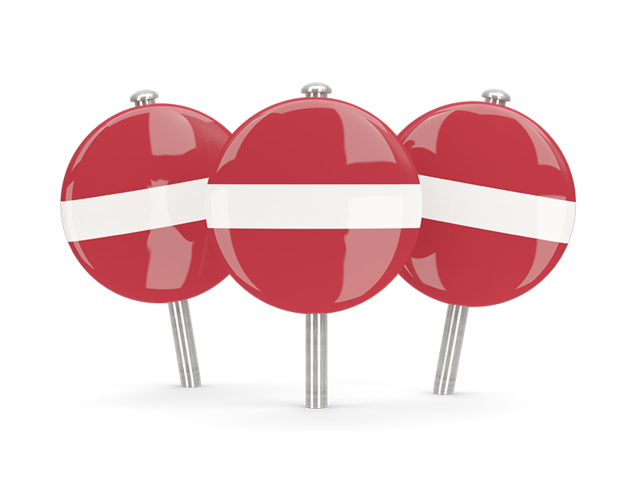 Three round pins. Download flag icon of Latvia at PNG format