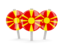 Macedonia. Three round pins. Download icon.