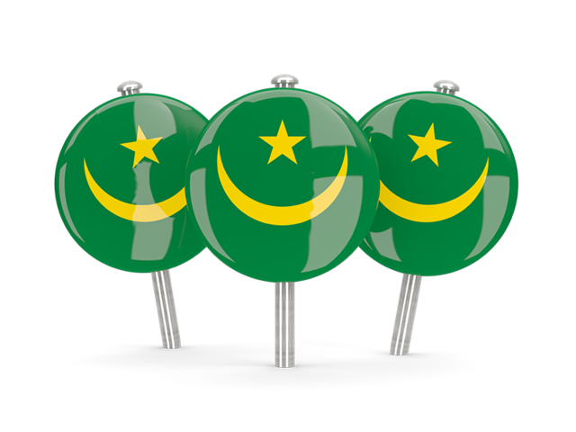 Three round pins. Download flag icon of Mauritania at PNG format