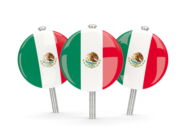 Three round pins. Download flag icon of Mexico at PNG format