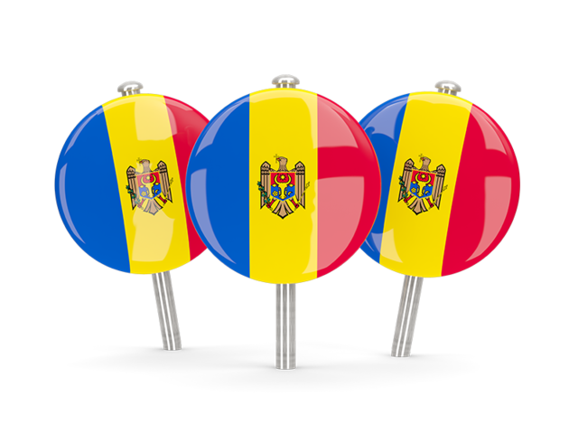 Three round pins. Download flag icon of Moldova at PNG format