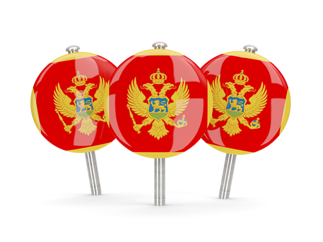 Three round pins. Download flag icon of Montenegro at PNG format
