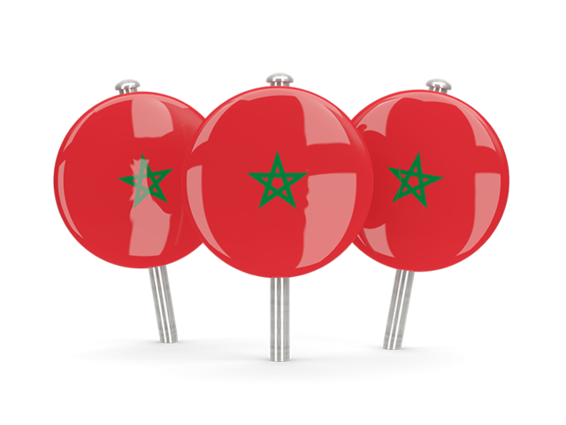 Three round pins. Download flag icon of Morocco at PNG format