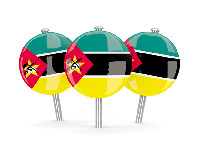 Three round pins. Download flag icon of Mozambique at PNG format