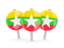 Myanmar. Three round pins. Download icon.