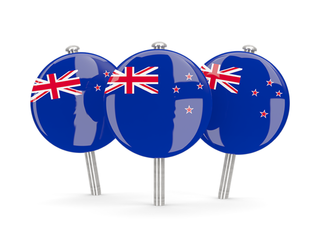 Three round pins. Download flag icon of New Zealand at PNG format