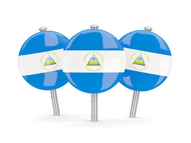 Three round pins. Download flag icon of Nicaragua at PNG format
