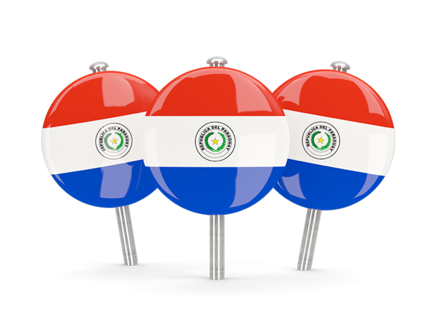 Three round pins. Download flag icon of Paraguay at PNG format