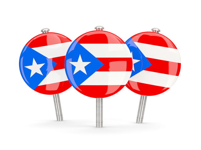 Three round pins. Download flag icon of Puerto Rico at PNG format