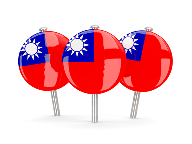 Three round pins. Download flag icon of Taiwan at PNG format