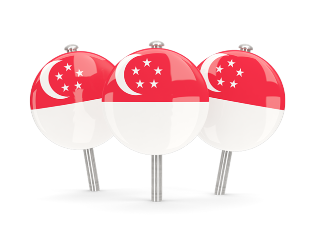 Three round pins. Download flag icon of Singapore at PNG format