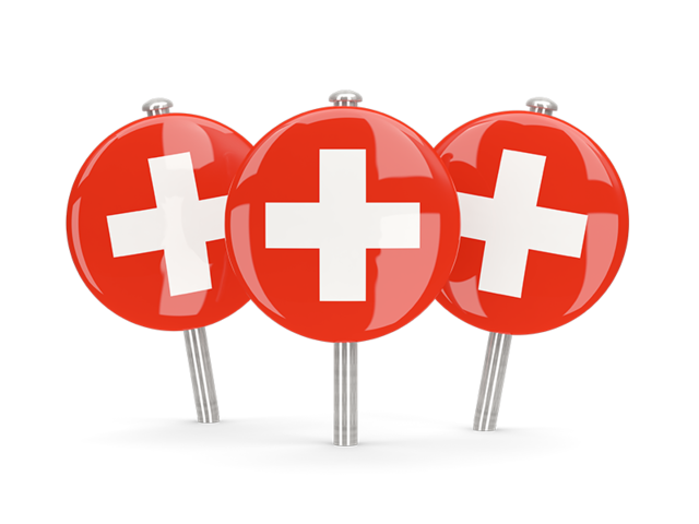 Three round pins. Download flag icon of Switzerland at PNG format