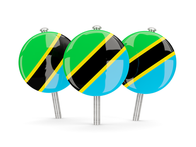 Three round pins. Download flag icon of Tanzania at PNG format