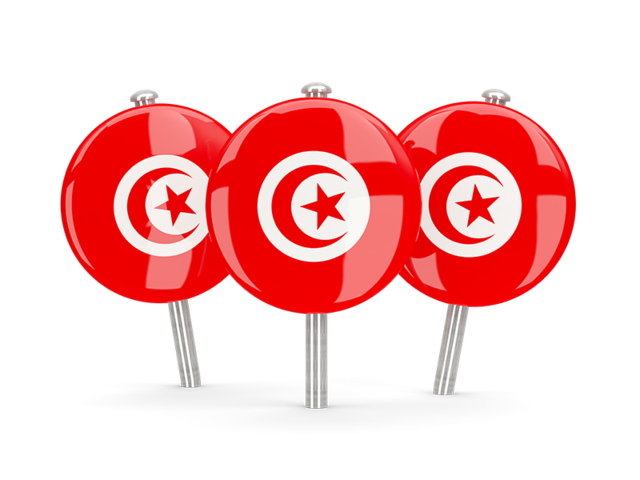 Three round pins. Download flag icon of Tunisia at PNG format