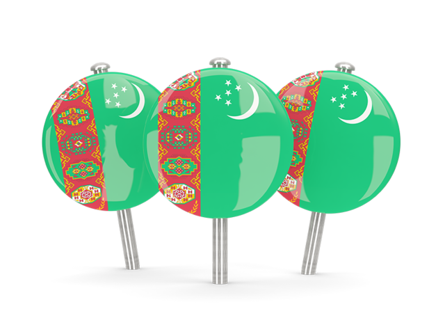Three round pins. Download flag icon of Turkmenistan at PNG format