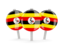 Uganda. Three round pins. Download icon.