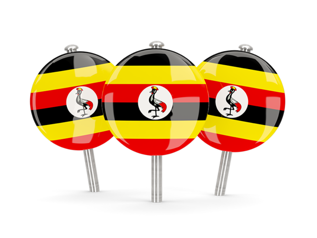 Three round pins. Download flag icon of Uganda at PNG format