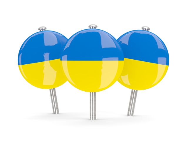 Three round pins. Download flag icon of Ukraine at PNG format