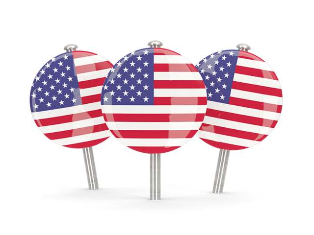 Three Round Pins Illustration Of Flag Of United States Of America