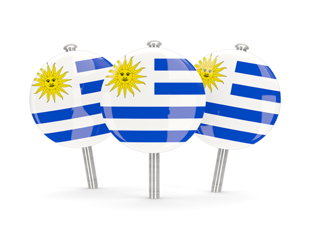 Three round pins. Download flag icon of Uruguay at PNG format