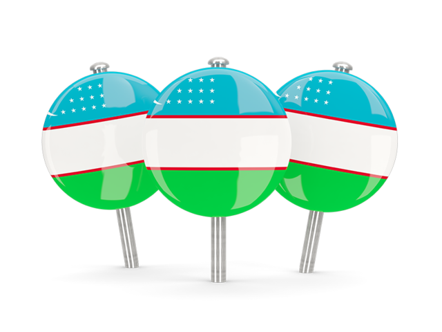 Three round pins. Download flag icon of Uzbekistan at PNG format