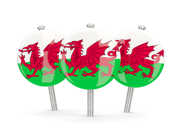 Three round pins. Download flag icon of Wales at PNG format