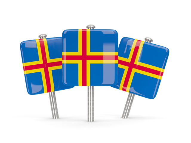 Three square pins. Download flag icon of Aland Islands at PNG format