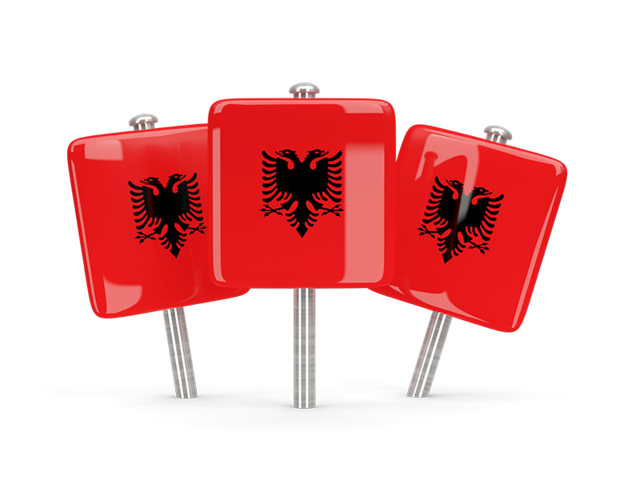Three square pins. Download flag icon of Albania at PNG format
