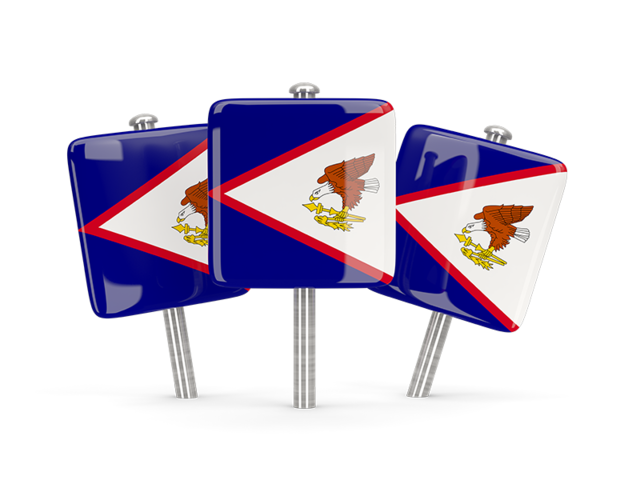 Three square pins. Download flag icon of American Samoa at PNG format