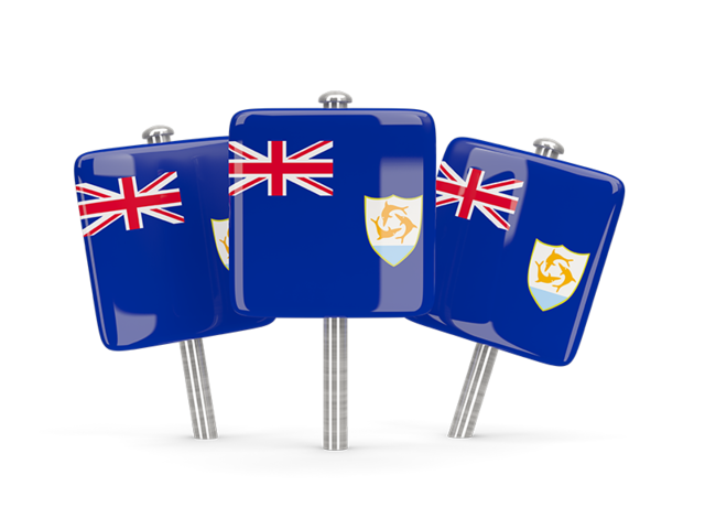 Three square pins. Download flag icon of Anguilla at PNG format