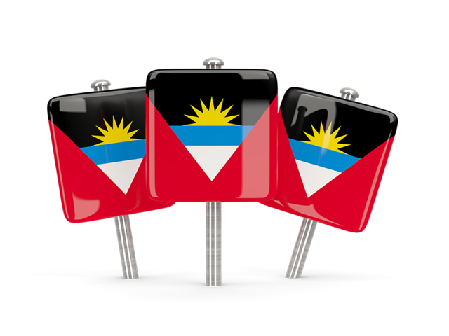 Three square pins. Download flag icon of Antigua and Barbuda at PNG format