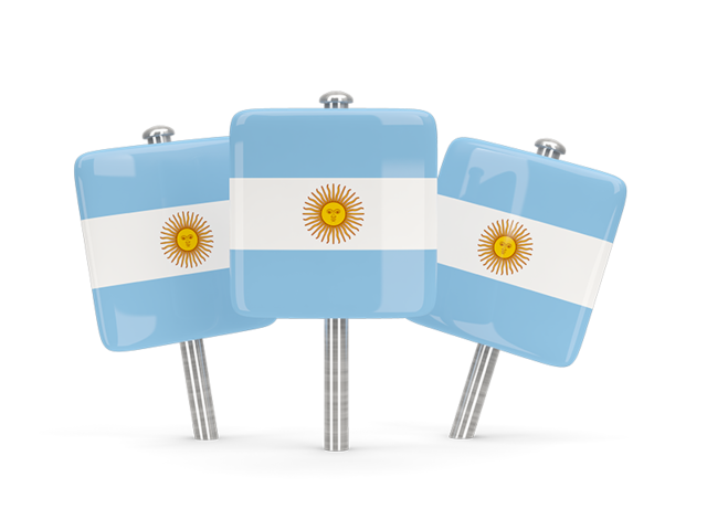 Three square pins. Download flag icon of Argentina at PNG format