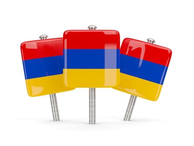 Three square pins. Download flag icon of Armenia at PNG format