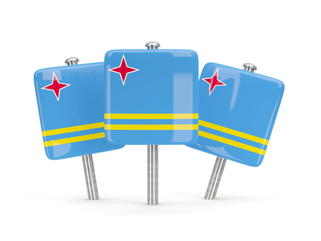 Three square pins. Download flag icon of Aruba at PNG format
