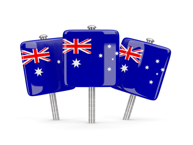 Three square pins. Download flag icon of Australia at PNG format