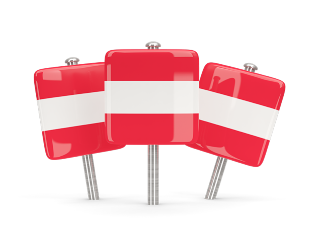 Three square pins. Download flag icon of Austria at PNG format