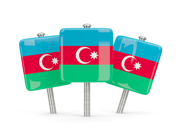 Three square pins. Download flag icon of Azerbaijan at PNG format