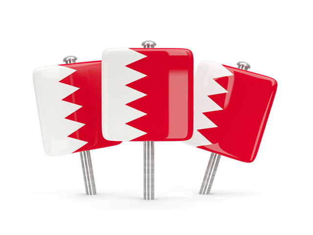 Three square pins. Download flag icon of Bahrain at PNG format