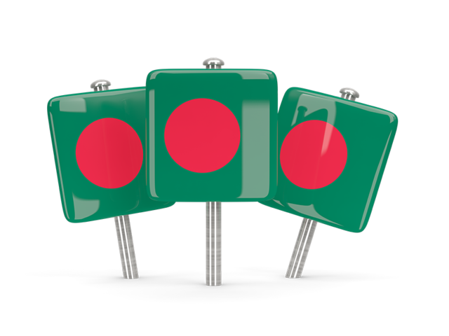 Three square pins. Download flag icon of Bangladesh at PNG format
