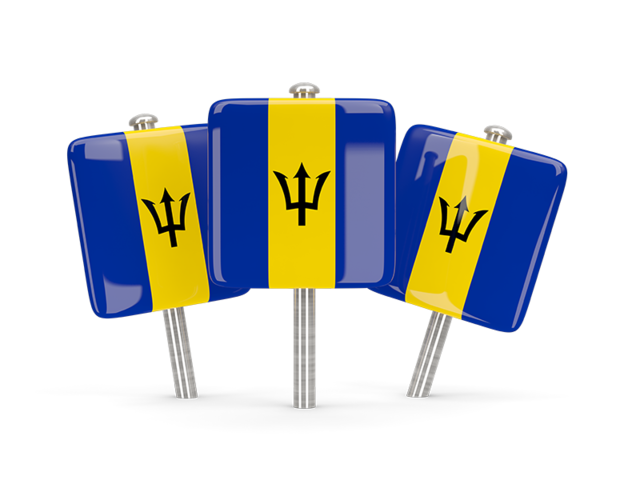 Three square pins. Download flag icon of Barbados at PNG format