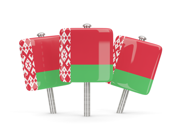 Three square pins. Download flag icon of Belarus at PNG format