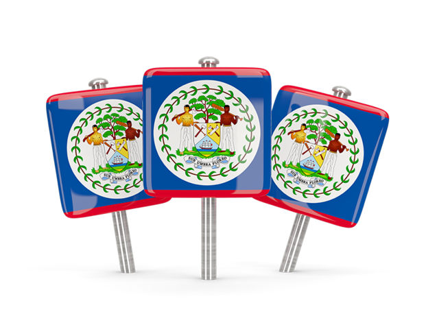 Three square pins. Download flag icon of Belize at PNG format