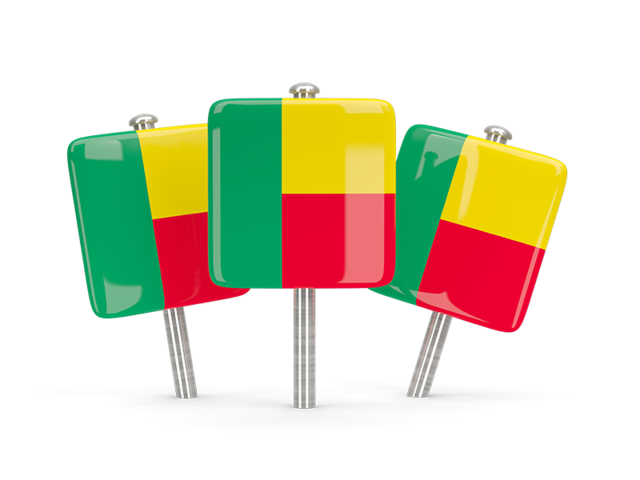 Three square pins. Download flag icon of Benin at PNG format
