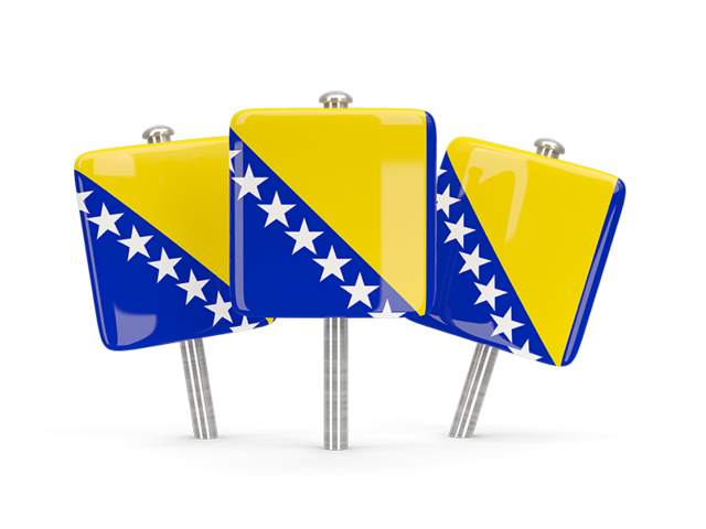 Three square pins. Download flag icon of Bosnia and Herzegovina at PNG format