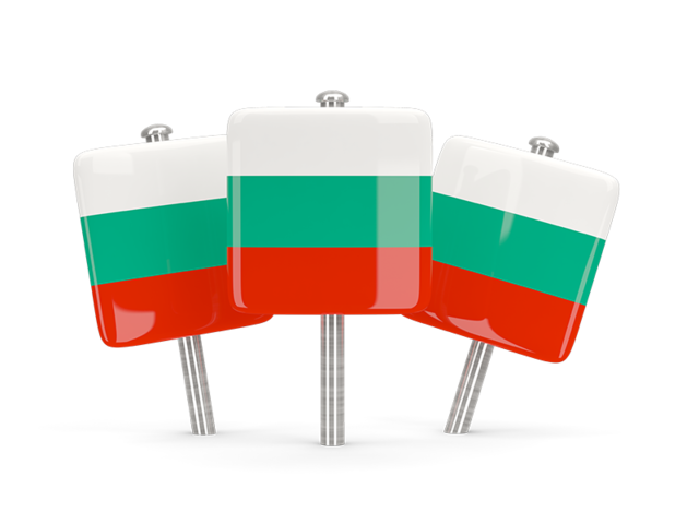 Three square pins. Download flag icon of Bulgaria at PNG format