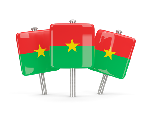 Three square pins. Download flag icon of Burkina Faso at PNG format