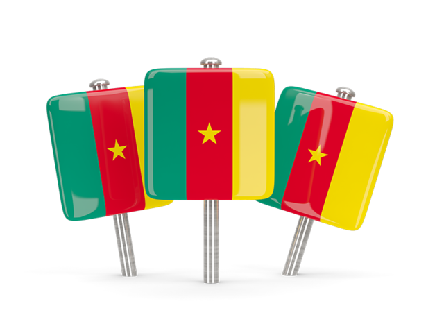 Three square pins. Download flag icon of Cameroon at PNG format