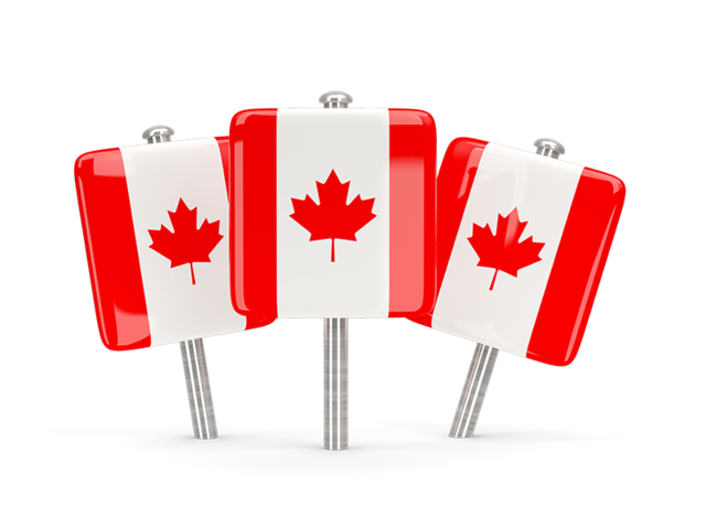 Three square pins. Download flag icon of Canada at PNG format